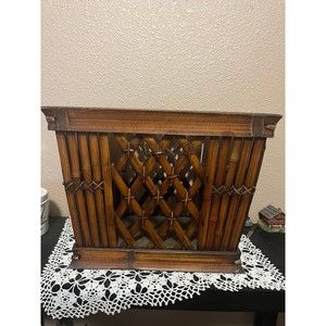 Vintage Mid Century Bamboo Trellis Magazine Rack